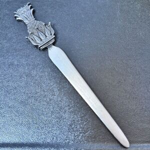 Metzke Antiqued Pewter Thistle Pineapple Letter Opener Vintage Desk Tool 1982